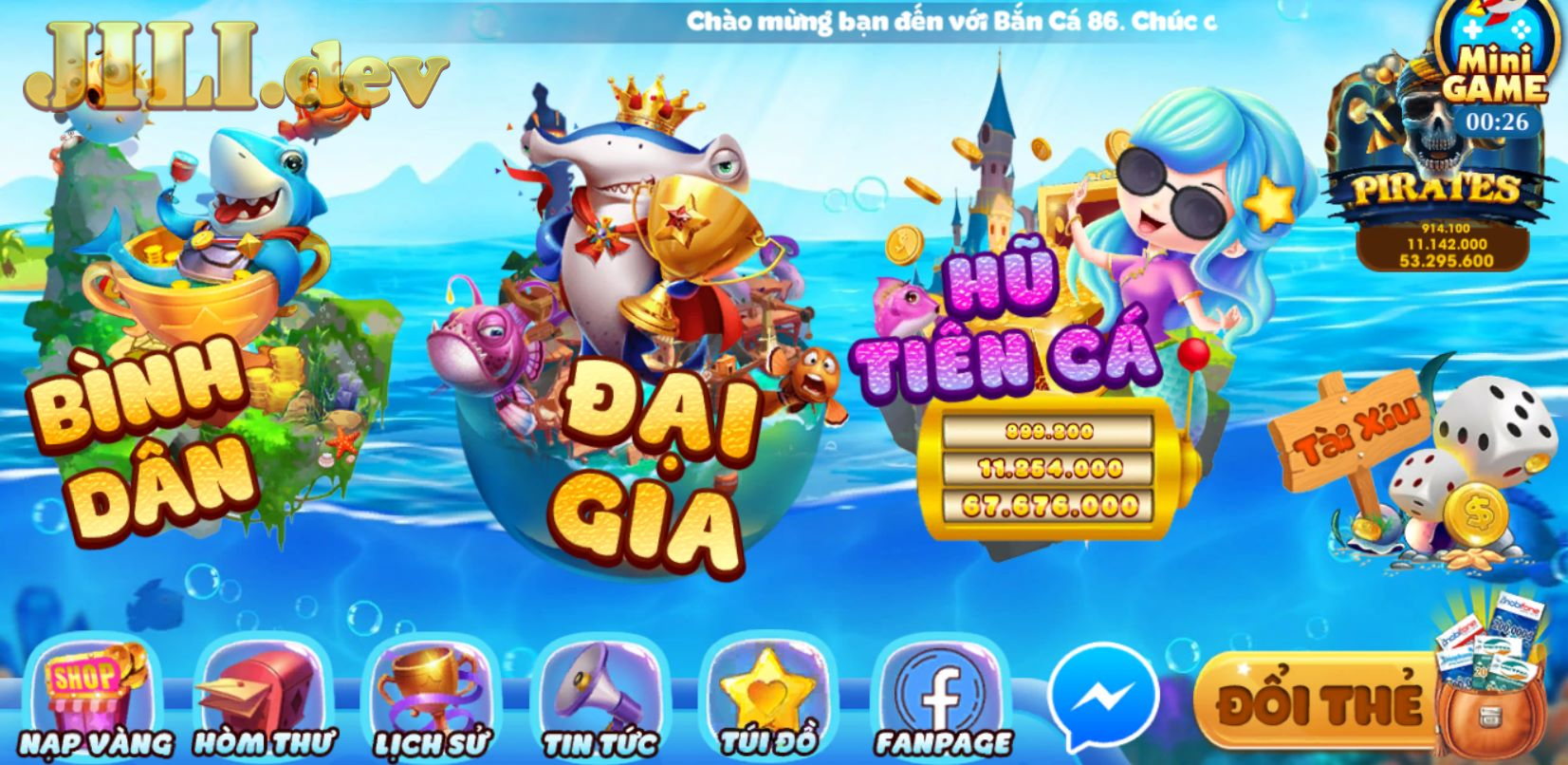 Giao diện thiết kế của cổng game Bắn Cá Phát Lộc 86